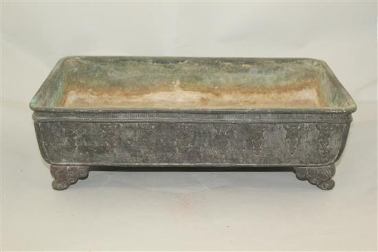 Three Japanese bronze bonsai dishes, 19th century, 17.5cm - 39cm